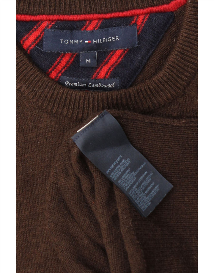 Tommy Hilfiger Herren-Pullover mit Rundhalsausschnitt, mittelbraune Lammwolle