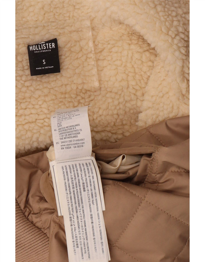 HOLLISTER Damen Steppjacke mit Kapuze UK 10 Small Beige Polyester