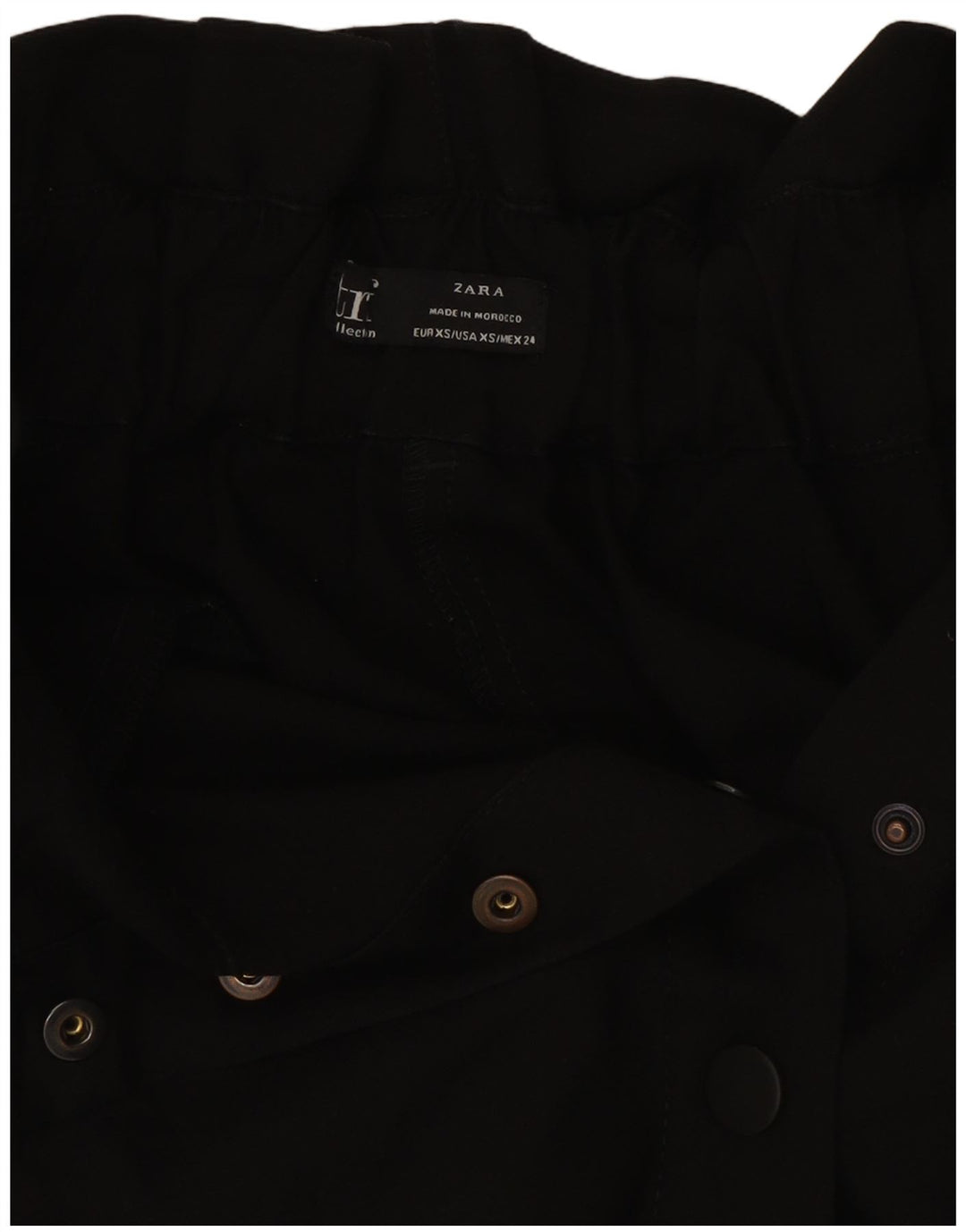 Zara Damen Minirock mit hoher Taille, XS W24, schwarzes Polyester