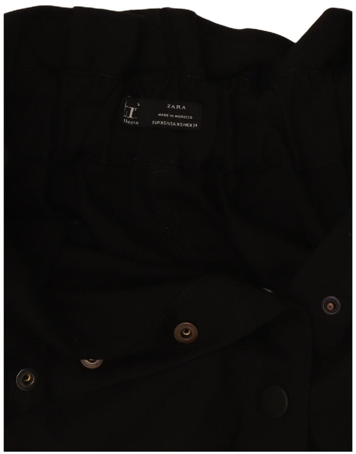 Zara Damen Minirock mit hoher Taille, XS W24, schwarzes Polyester