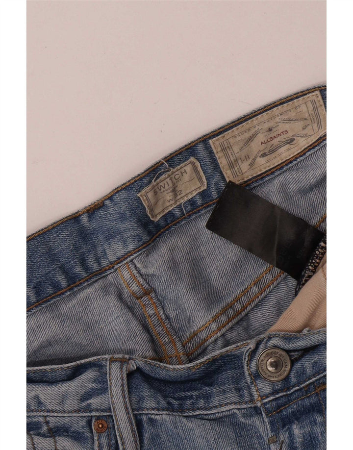 All Saints Herren-Jeansshorts, W32, mittelblaue Baumwolle