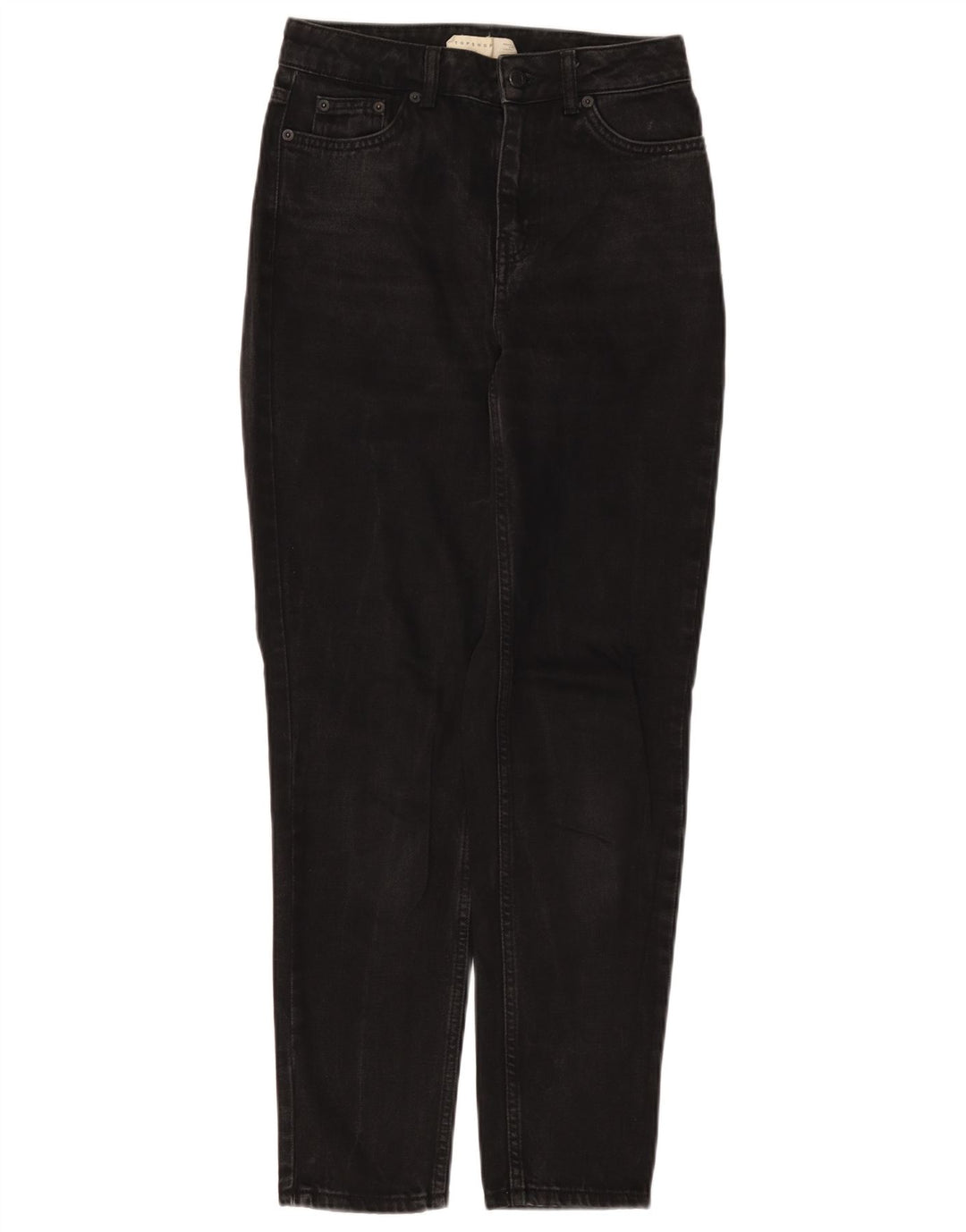 TOPSHOP Damen Mom Tapered Jeans W25 L29 Schwarze Baumwolle
