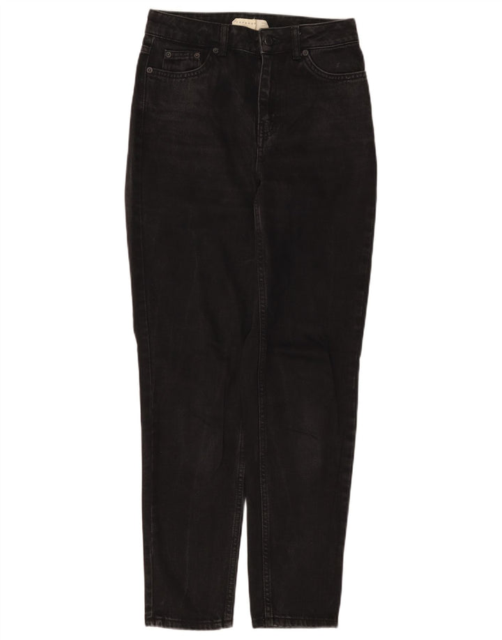 TOPSHOP Damen Mom Tapered Jeans W25 L29 Schwarze Baumwolle