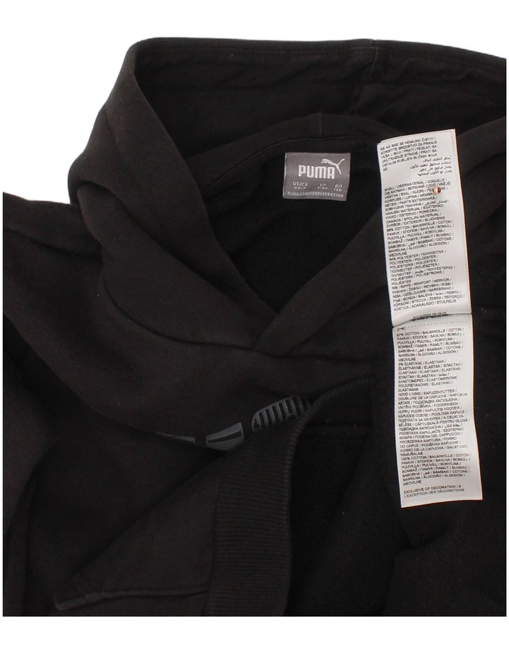 PUMA Jungen Graphic Hoodie Pullover 7–8 Jahre, schwarze Baumwolle