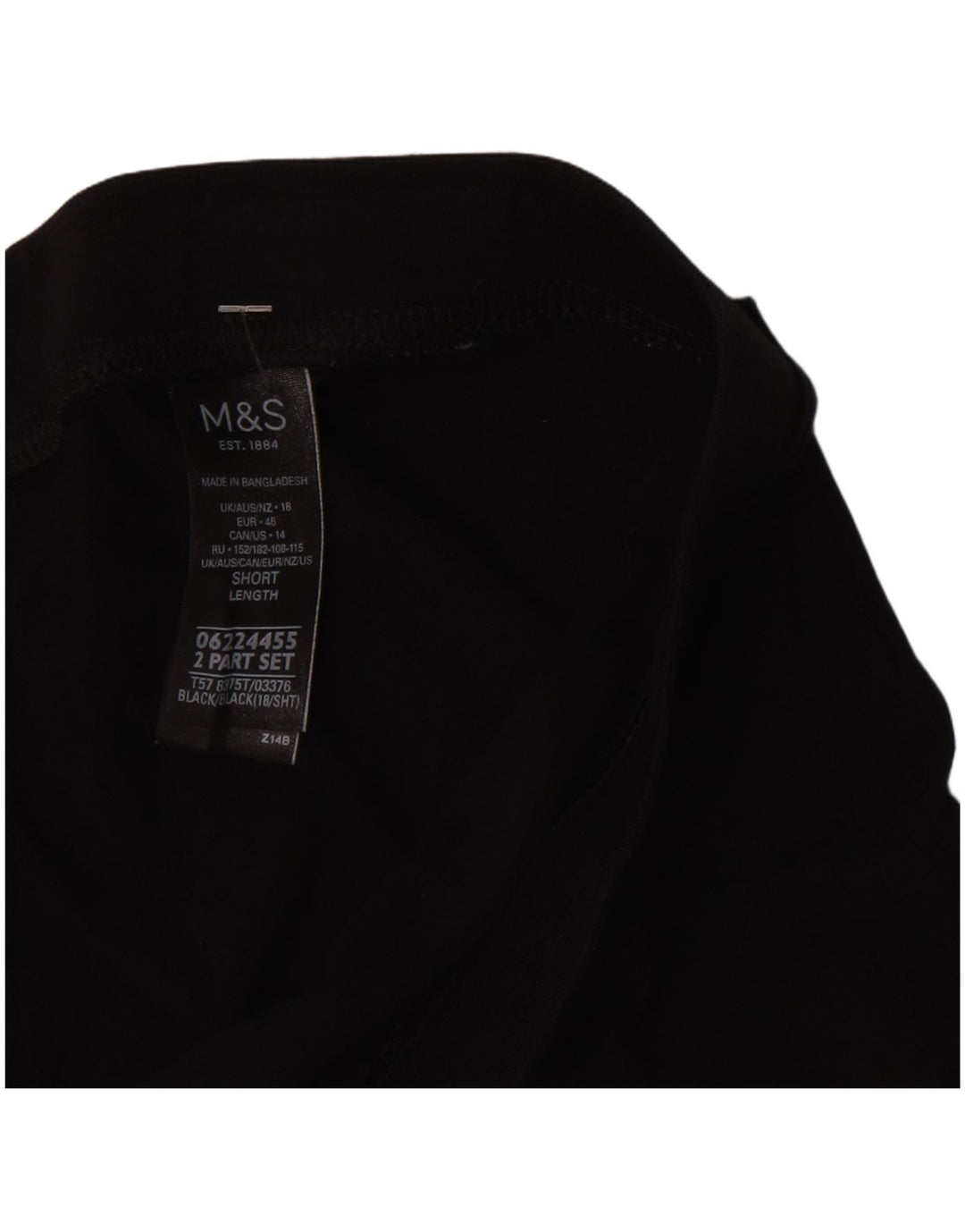 Marks & Spencer Damen kurze Leggings UK 18 XL schwarze Baumwolle