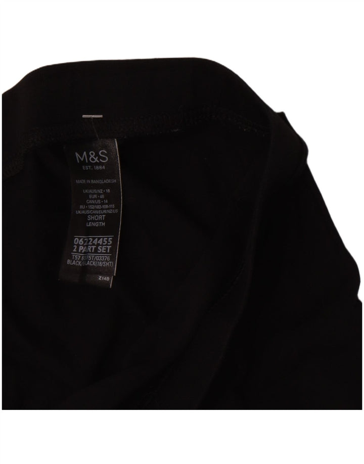 Marks & Spencer Damen kurze Leggings UK 18 XL schwarze Baumwolle