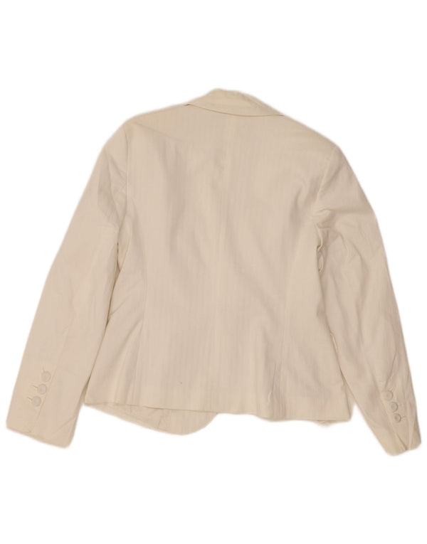 Marks & Spencer Damen-Blazerjacke mit 2 Knöpfen, UK 12, mittelweiße Baumwolle