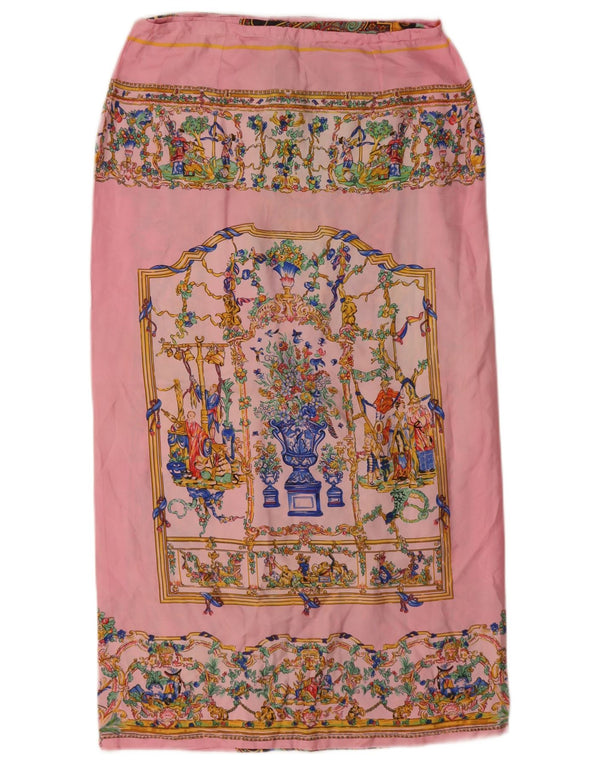 Vintage Damen Midi Gerade Rock W30 Mittelrosa Paisley