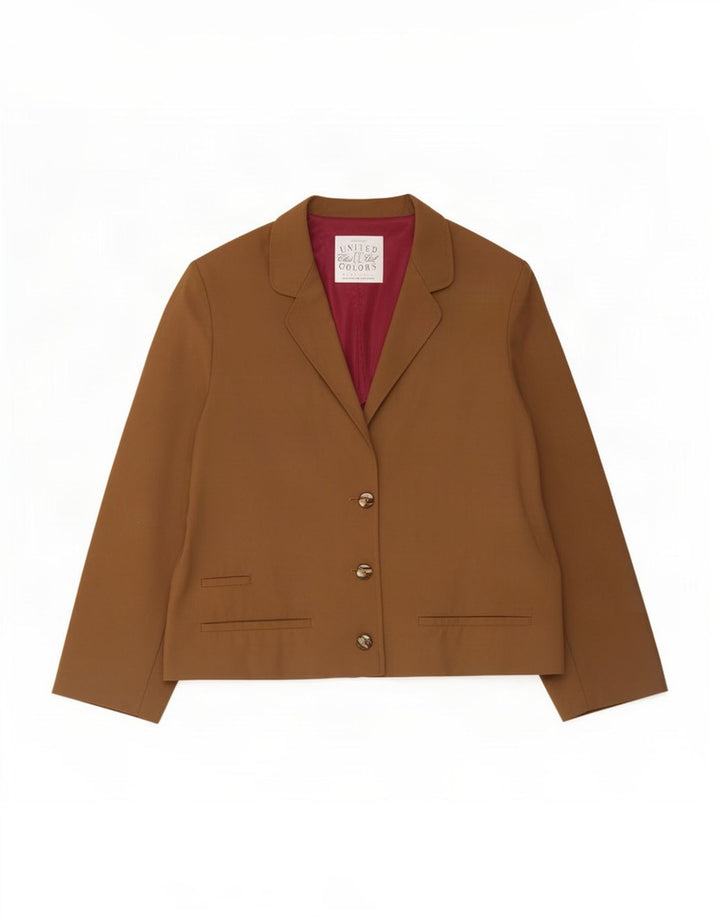 Benetton Damen-Blazer mit 3 Knöpfen, Gr. 16, Khaki