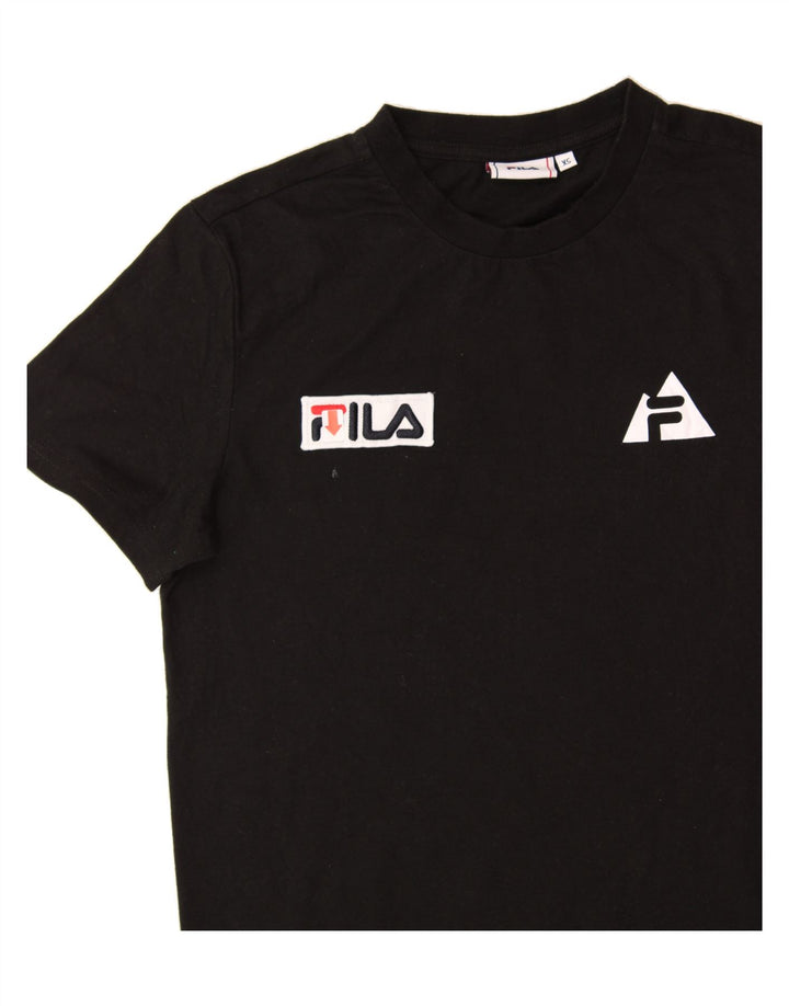 FILA Mens Graphic T-Shirt Top XS Black Polyester Vintage Fila and Second-Hand Fila from Messina Hembry 