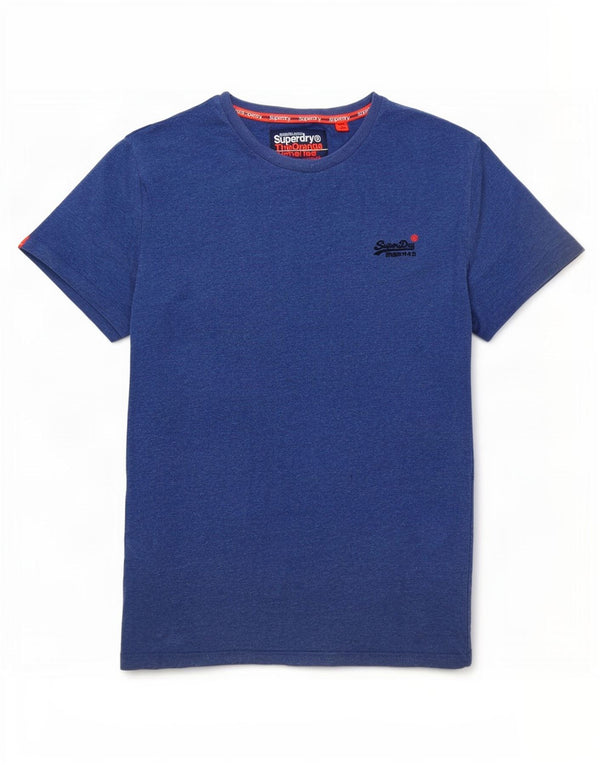 Superdry Herren-T-Shirt-Oberteil, klein, blau gefleckte Baumwolle