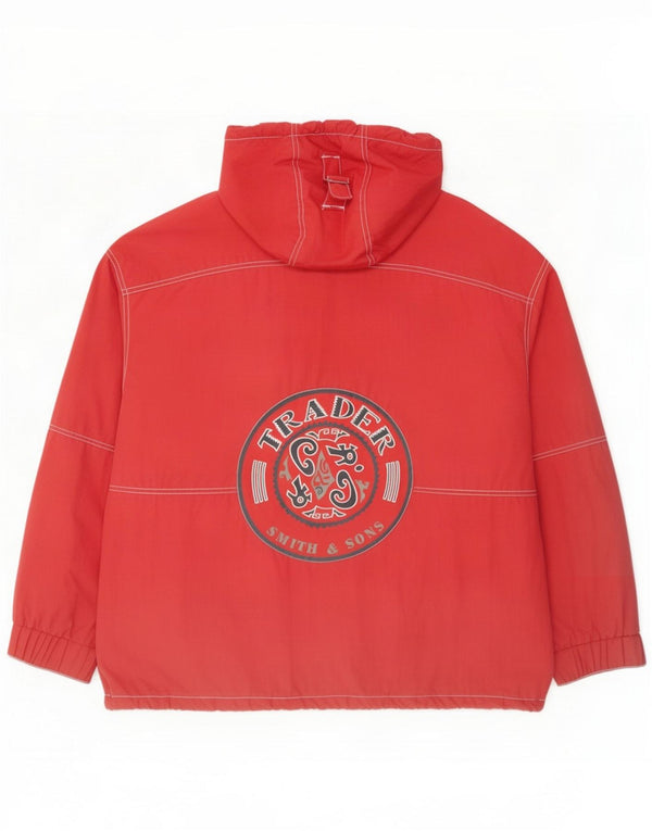 Vintage Mens Hooded Windbreaker Jacket UK 40 Large Red Polyester