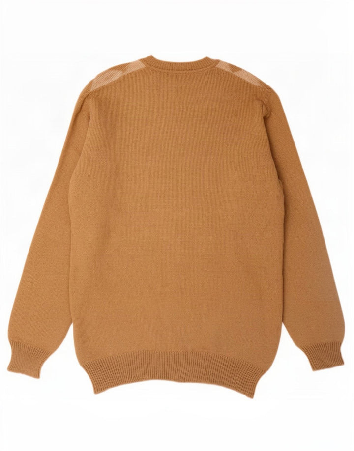 Colombo Herren-Pullover mit V-Ausschnitt, Argyle/Diamant-Alpakawolle in Mittelbeige