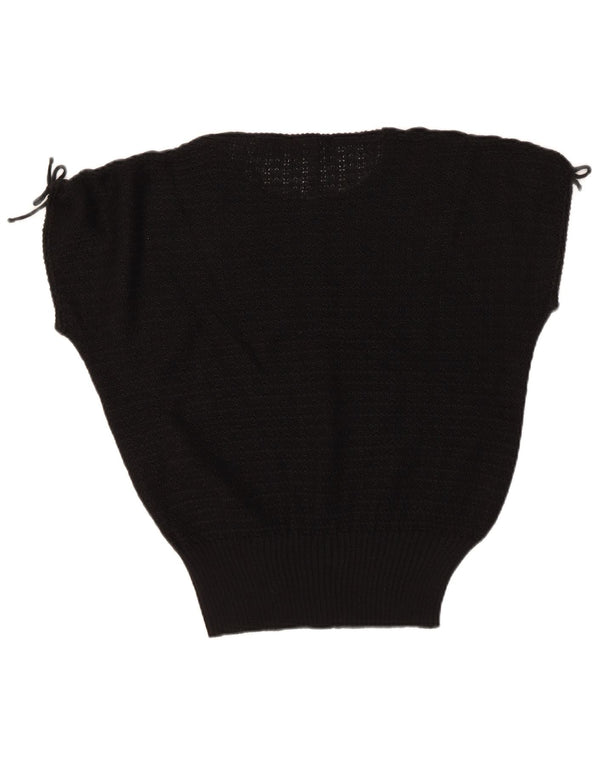 Vintage Damen Weste Tank Top UK 14 Large Schwarz Polyacryl