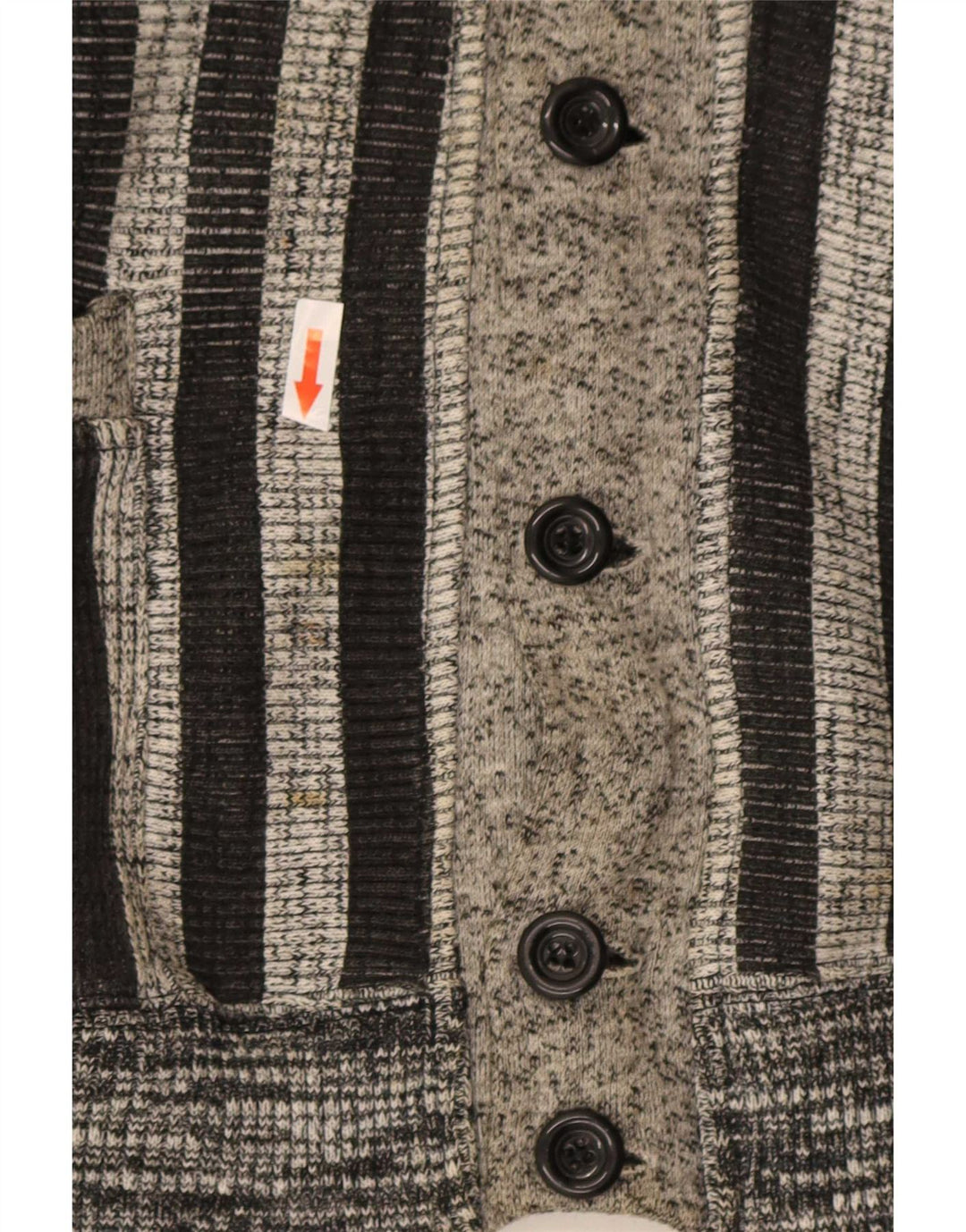 La Squadra Herren-Cardigan, groß, grau gestreift, Baumwolle