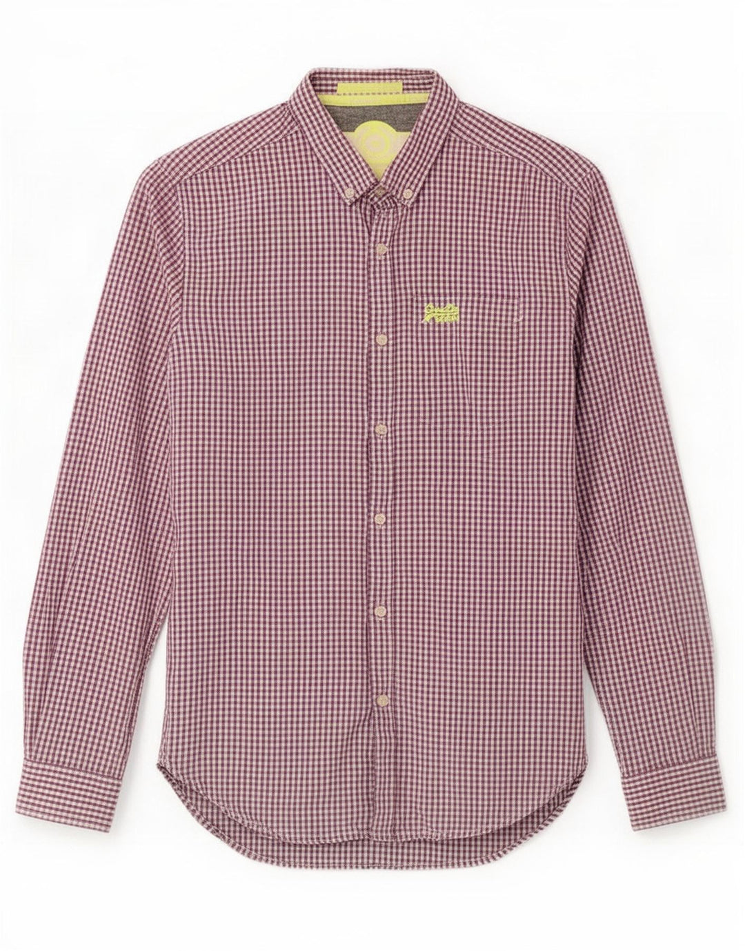 Superdry Herren-Hemd, klein, lila Gingham-Baumwolle
