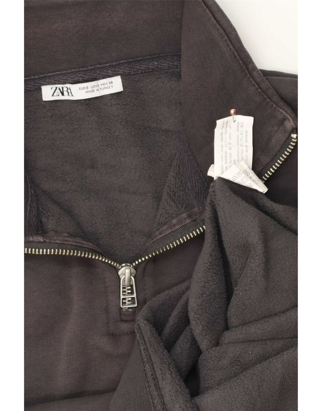 Zara Herren-Sweatshirt mit Reißverschluss am Hals, kleine graue Baumwolle