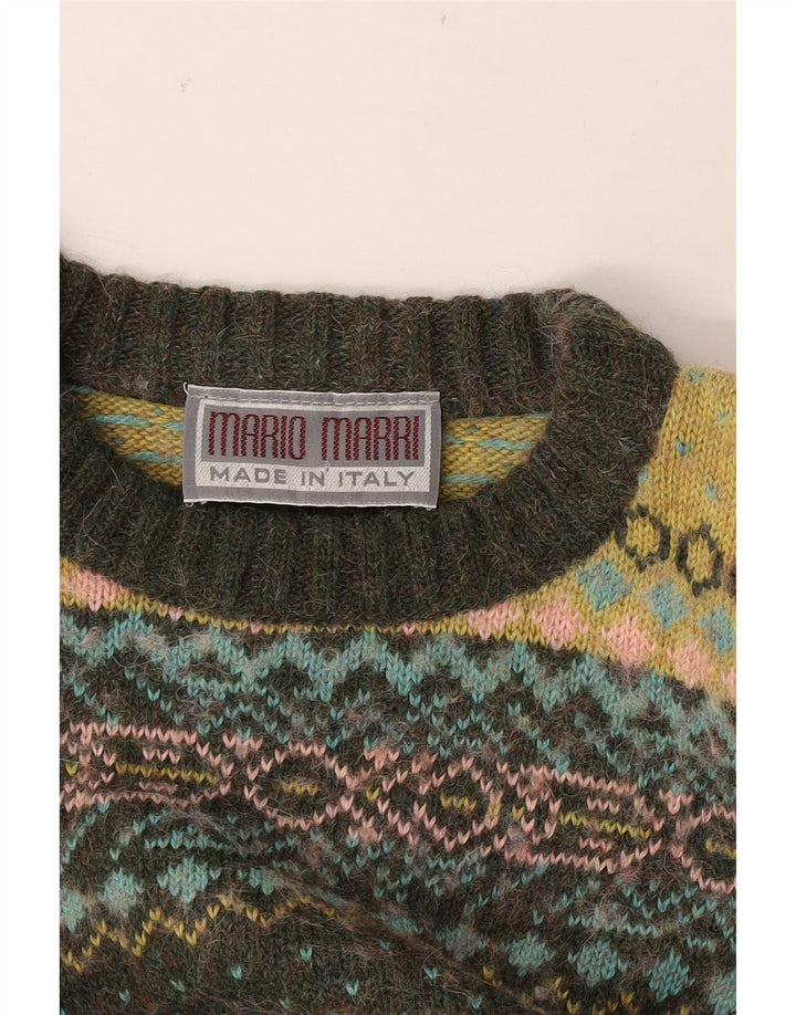 Vintage Herren-Pullover mit Rundhalsausschnitt, mittelgroß, mehrfarbig, Fair Isle