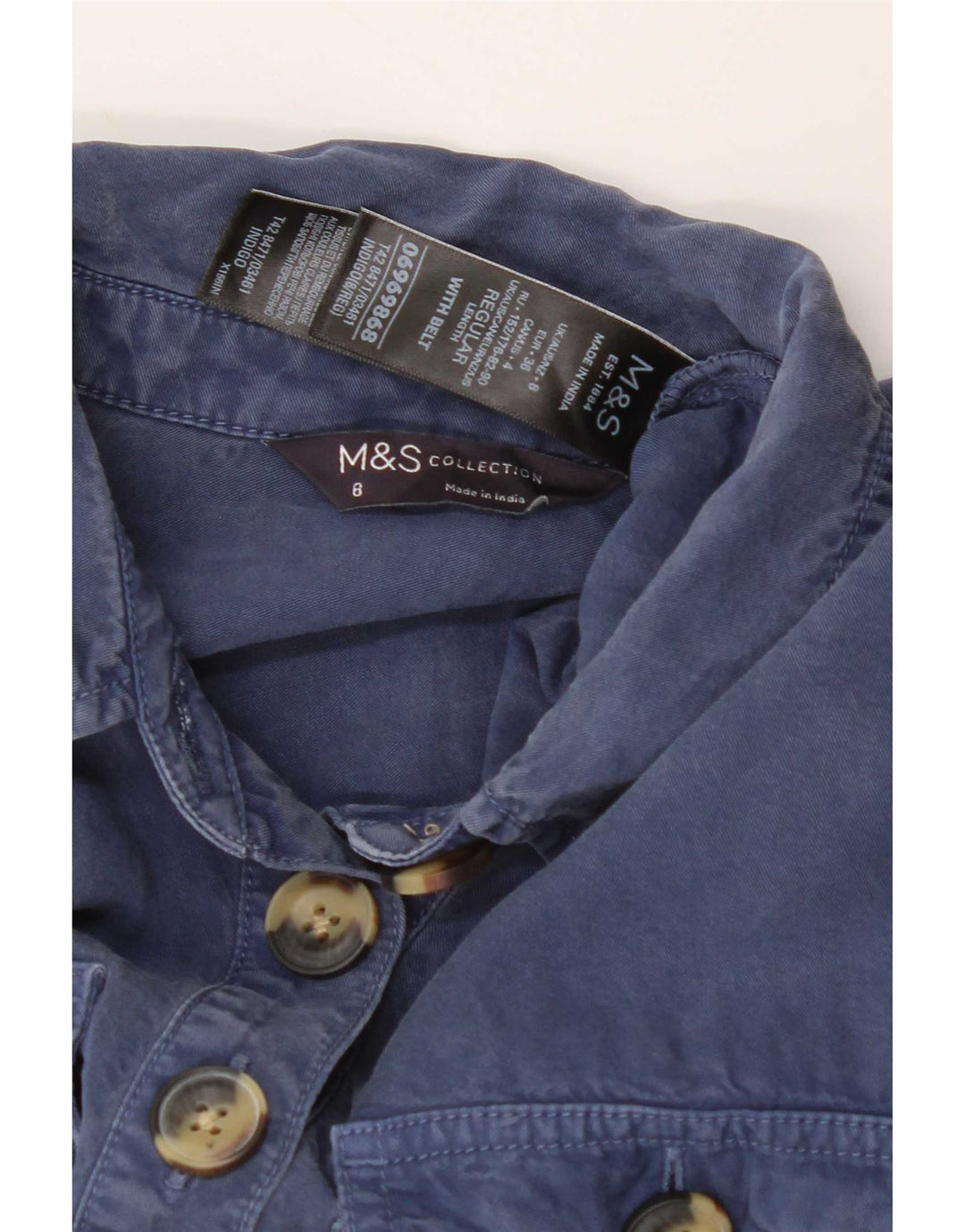 Marks & Spencer Damen-Overall mit langen Ärmeln, Gr. 8, Blau, Lyocell
