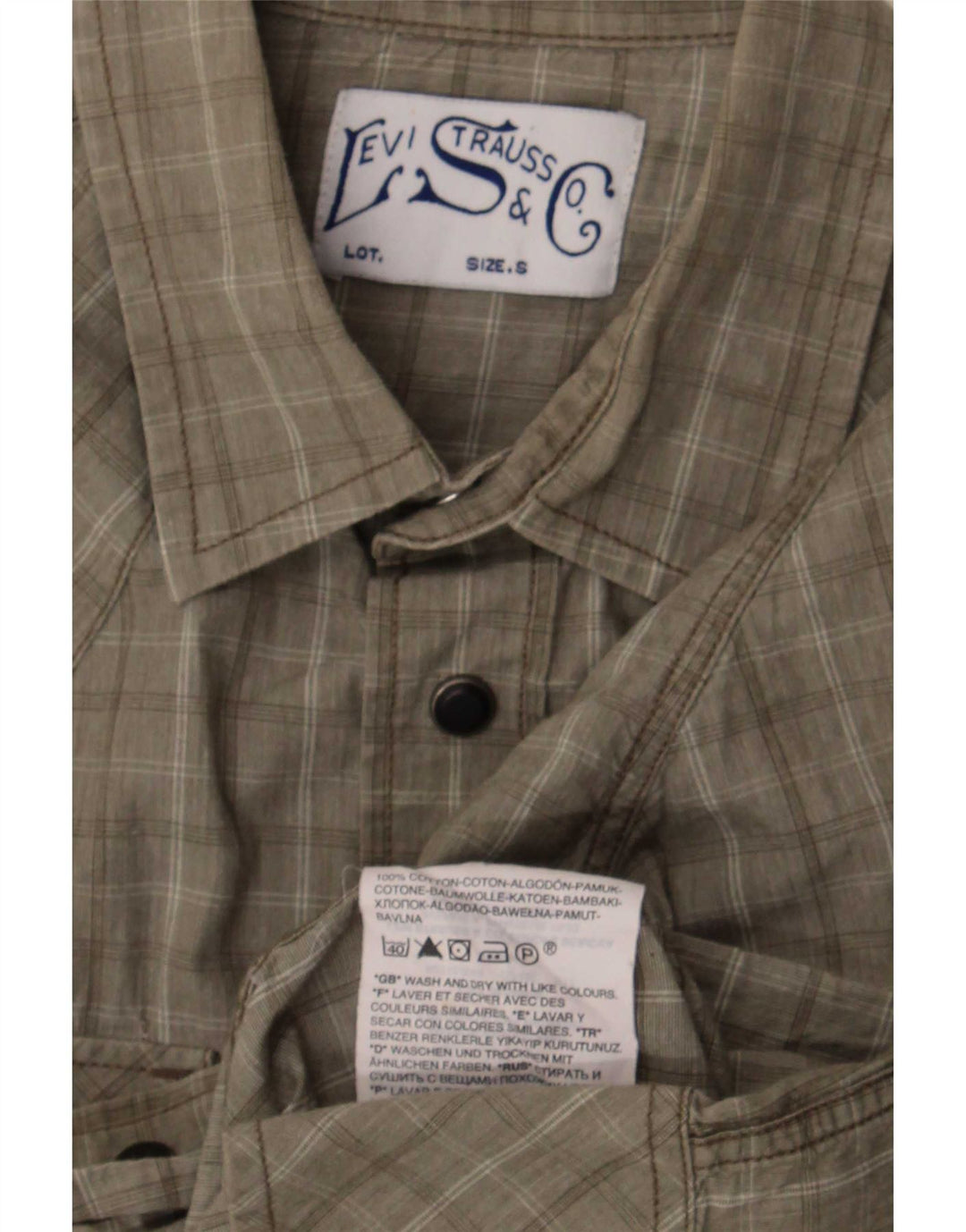Levi's Herren-Westernhemd, klein, grün kariert, Baumwolle