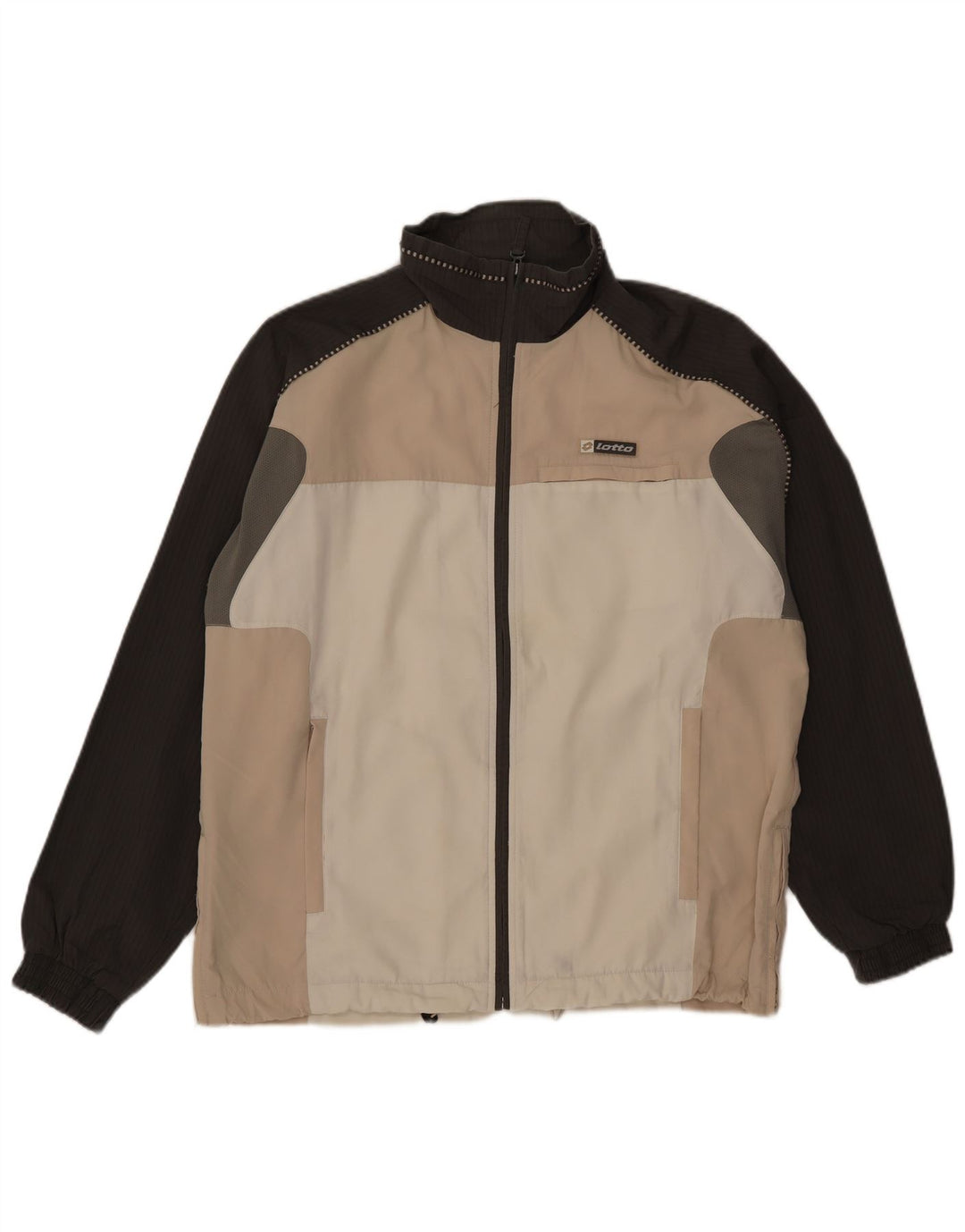 Lotto Herren-Trainingsanzug-Oberteil, Jacke, groß, beige, Colourblock-Baumwolle