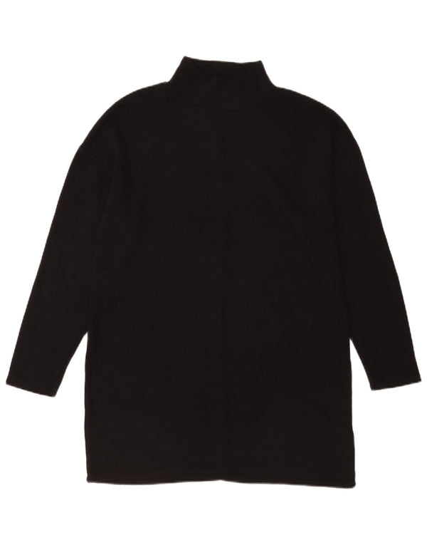 Zara Damen Langarm-Übergroßes Pulloverkleid UK 10 Small Schwarz Polyester