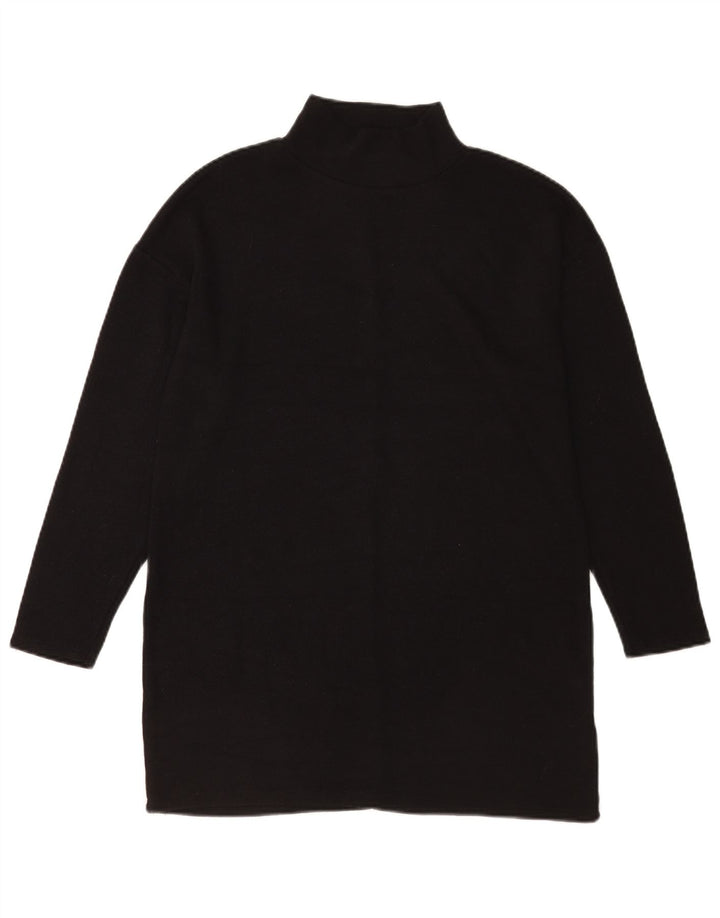 Zara Damen Langarm-Übergroßes Pulloverkleid UK 10 Small Schwarz Polyester