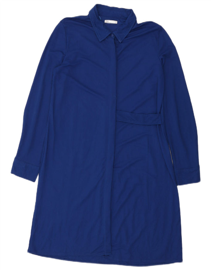 Zara Damen Hemdkleid UK 14 Mittelblau