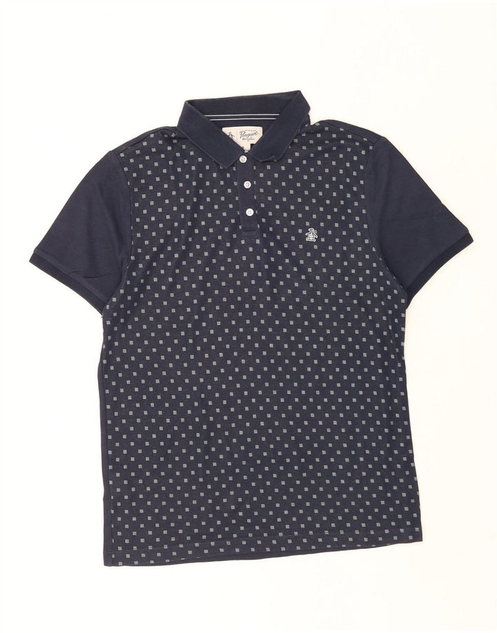 Penguin Herren-Poloshirt, mittelmarineblaue Argyle-/Diamant-Baumwolle