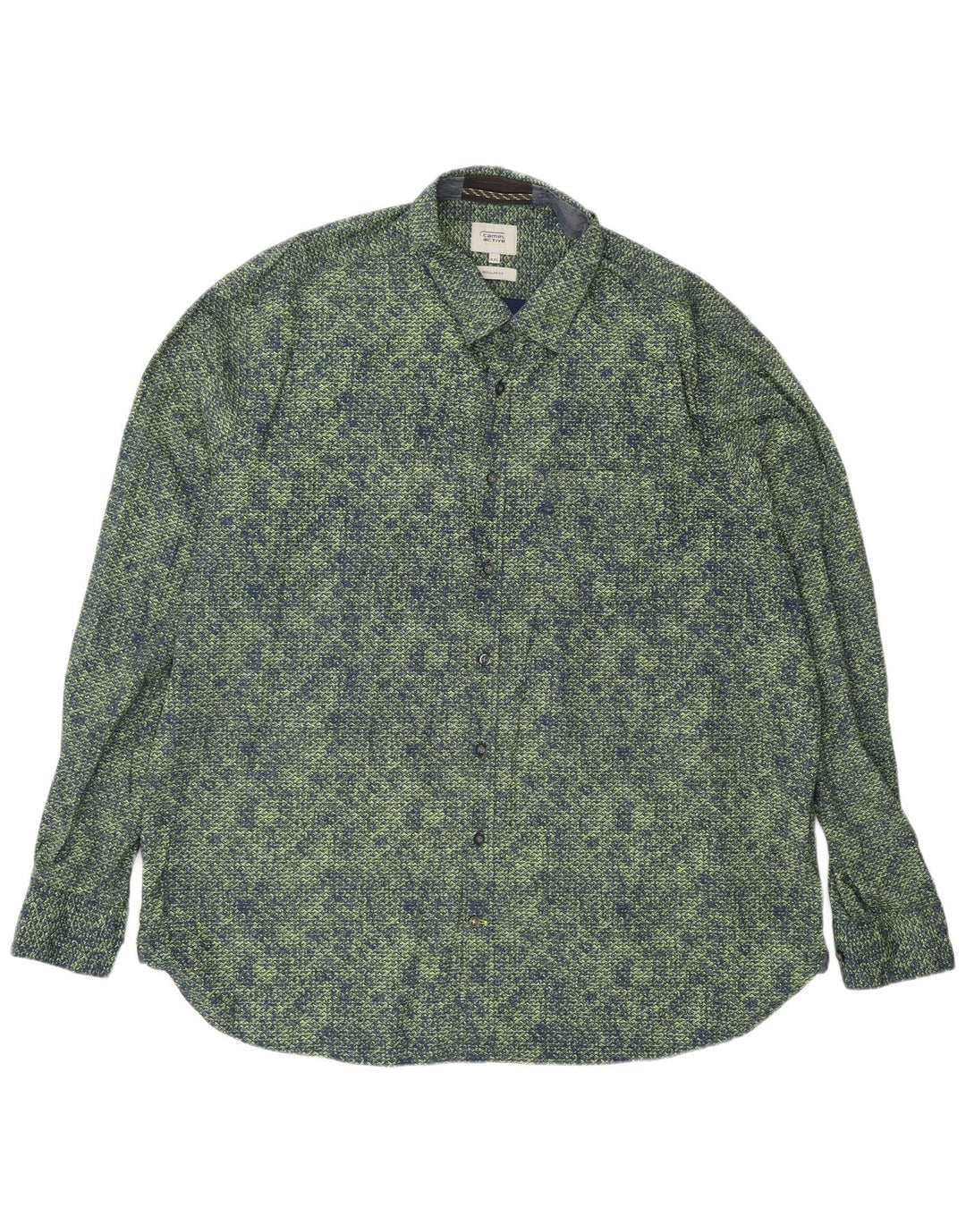 Camel Active Herren-Hemd mit regulärer Passform, 2XL, grüne, geometrische Baumwolle
