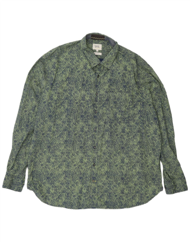 Camel Active Herren-Hemd mit regulärer Passform, 2XL, grüne, geometrische Baumwolle