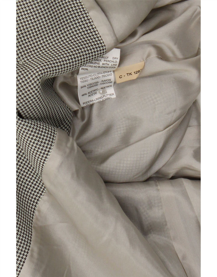 Marella Damen-Blazerjacke mit 3 Knöpfen, UK 14, Größe L, weiße Hahnentritt-Viskose