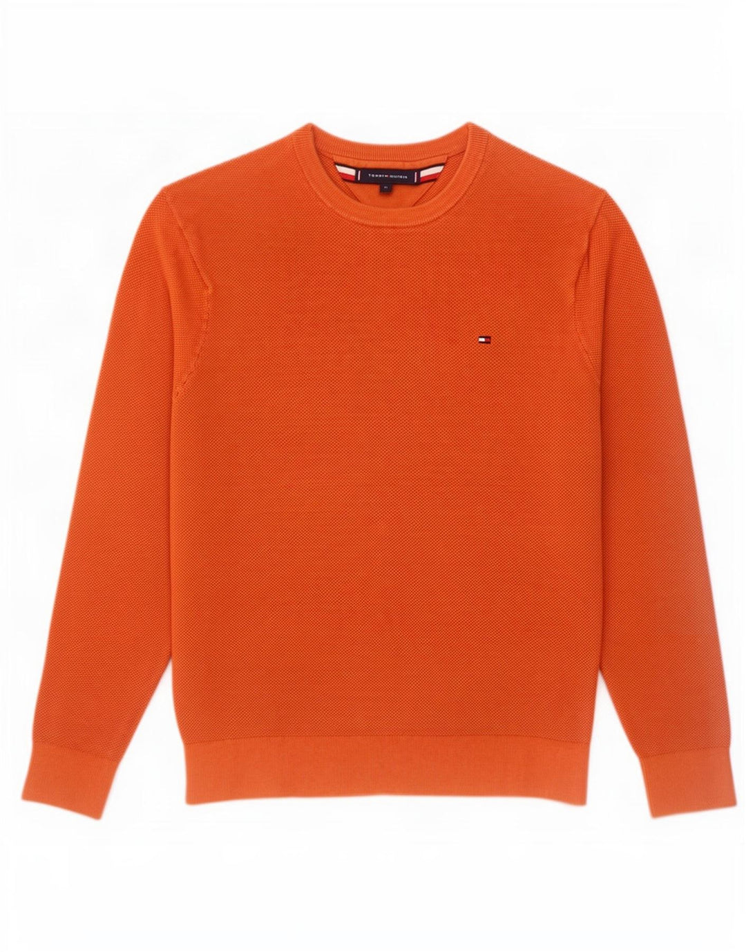Tommy Hilfiger Herren-Pullover mit Rundhalsausschnitt, mittelorange Baumwolle