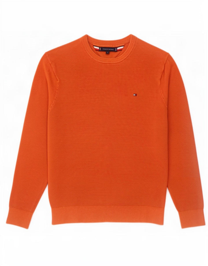 Tommy Hilfiger Herren-Pullover mit Rundhalsausschnitt, mittelorange Baumwolle