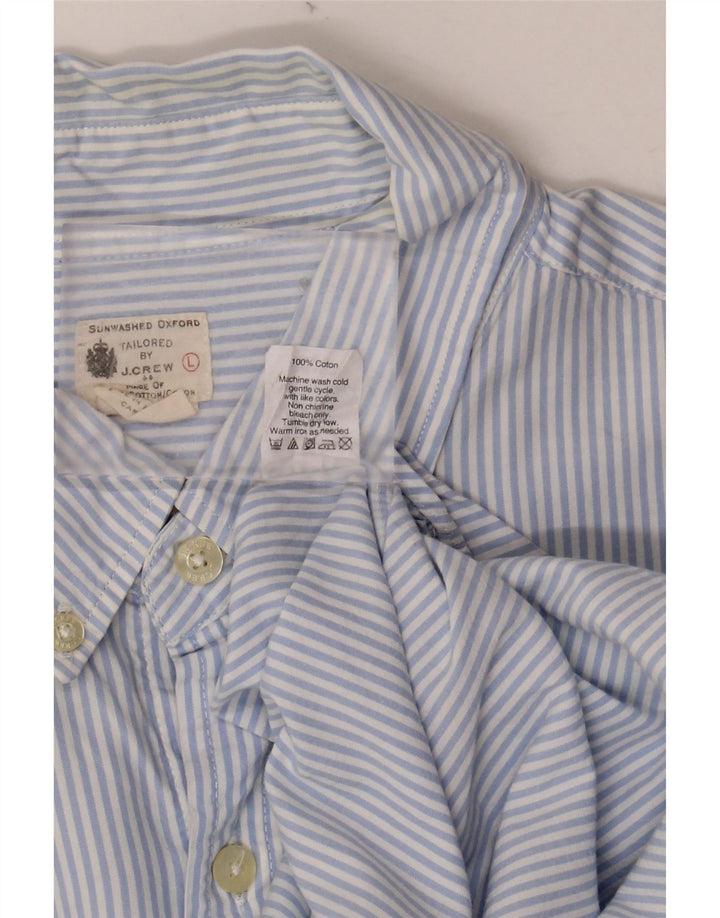 Maßgeschneidertes Herrenhemd von J. CREW, groß, blaue Nadelstreifen-Baumwolle