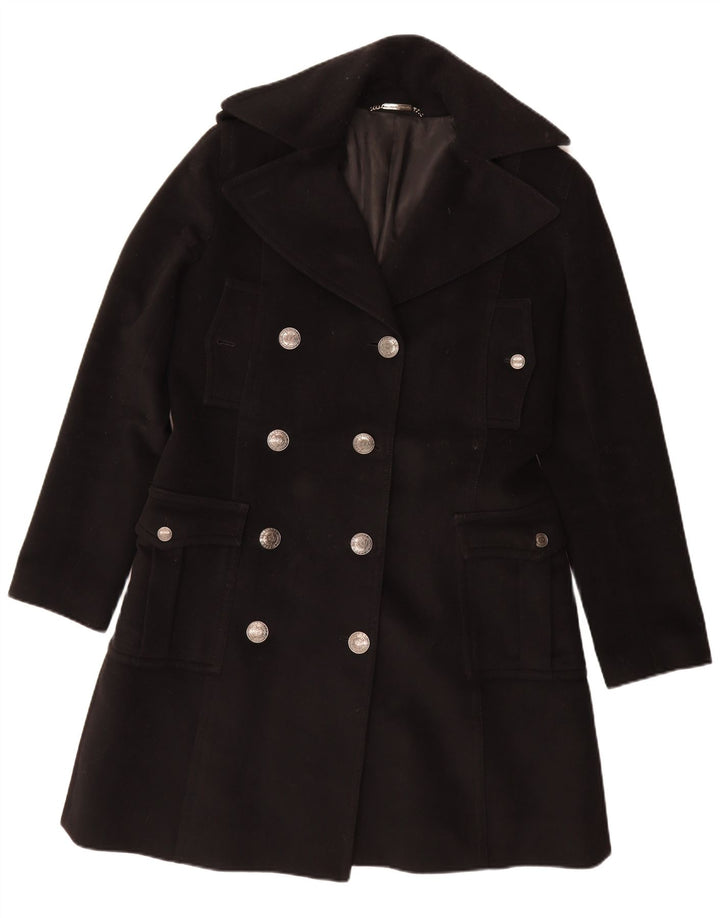 Dolce & Gabbana Damen Zweireihiger Mantel IT 46 Große schwarze Schurwolle