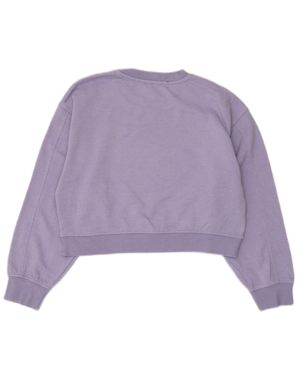 Zara Damen Crop Sweatshirt Pullover UK 14 Medium Lila Baumwolle