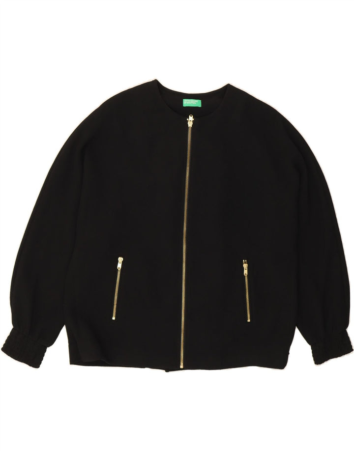 BENETTON Womens Oversized Bomber Jacket UK 10 Small Black Polyester Vintage Benetton and Second-Hand Benetton from Messina Hembry 