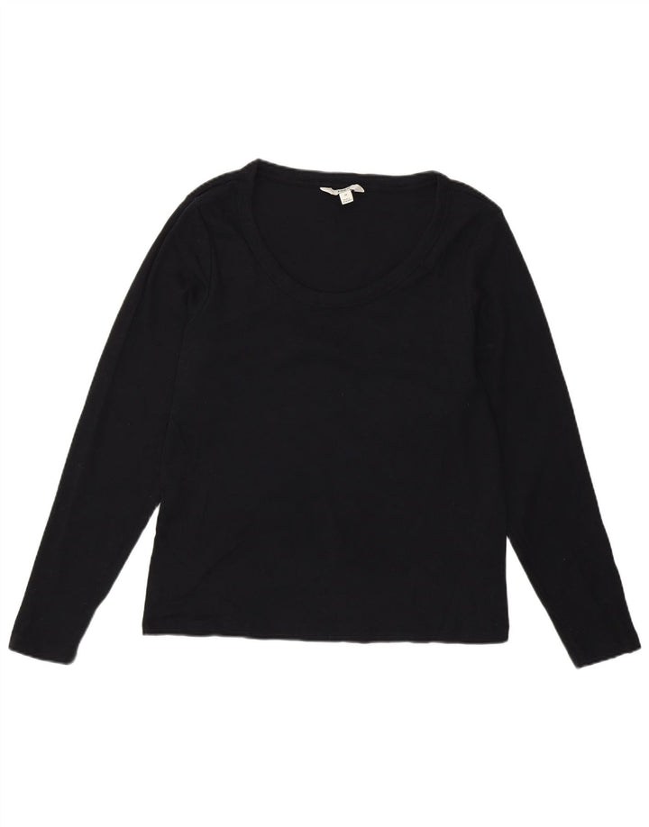 Marks & Spencer Damen Top Langarm UK 20 2XL Schwarz Baumwolle