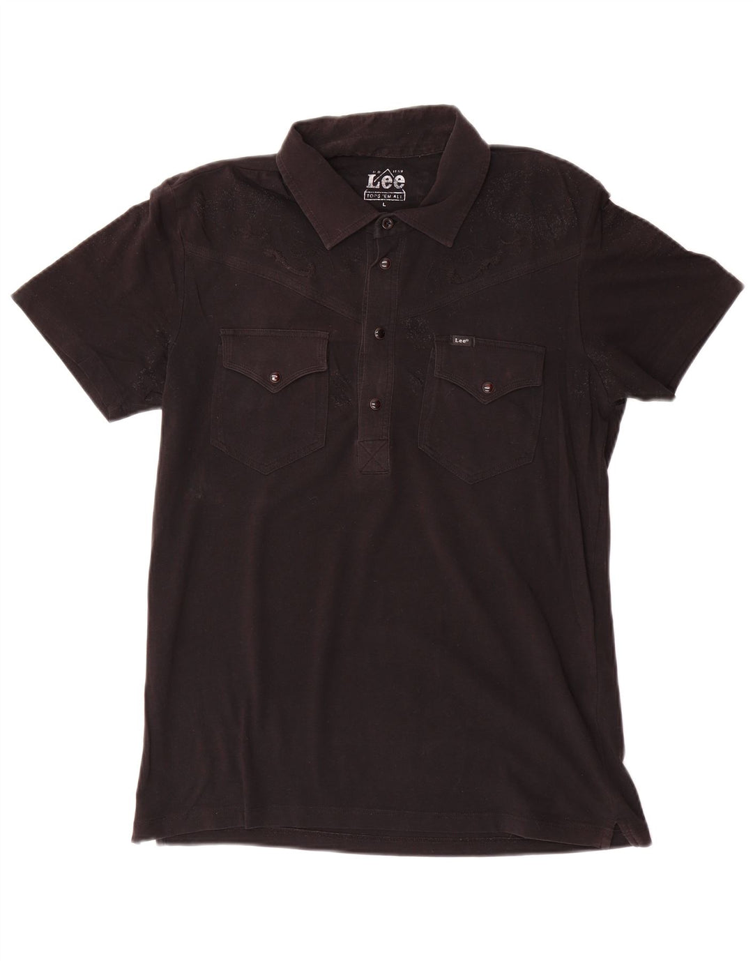 Lee Damen Poloshirt UK 16 Large Schwarz Baumwolle