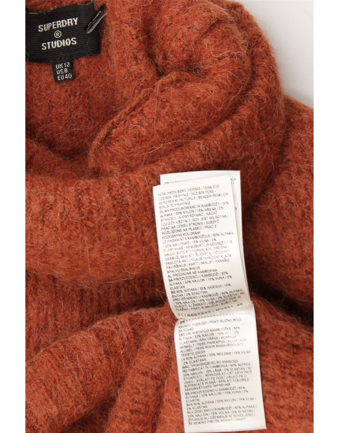 SUPERDRY Damen Crop Rollkragenpullover Pullover UK 12 Mittelbraun