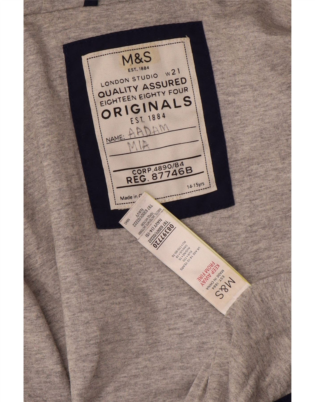 Marks & Spencer Jungen-Windjacke mit Kapuze, 14–15 Jahre, Marineblau