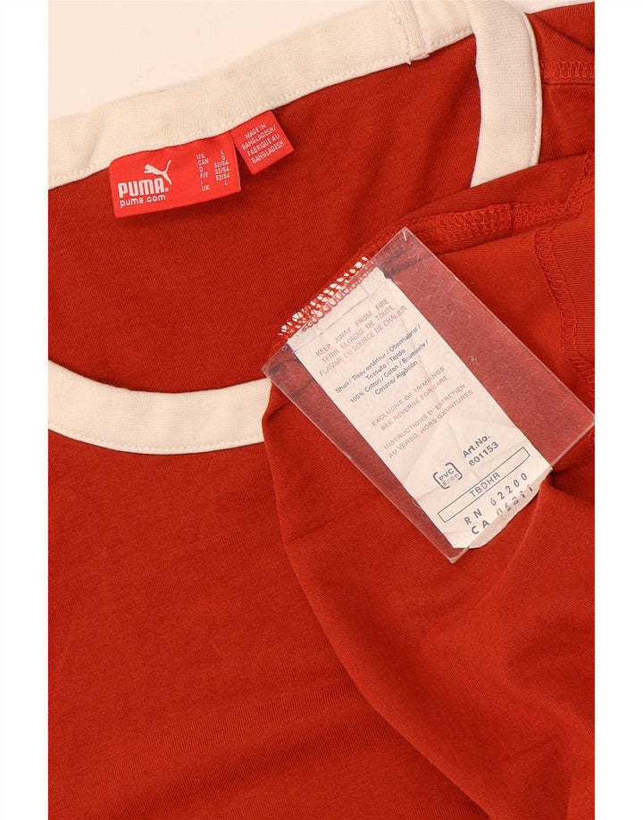 Puma Herren Grafik-T-Shirt Top Large Orange Baumwolle