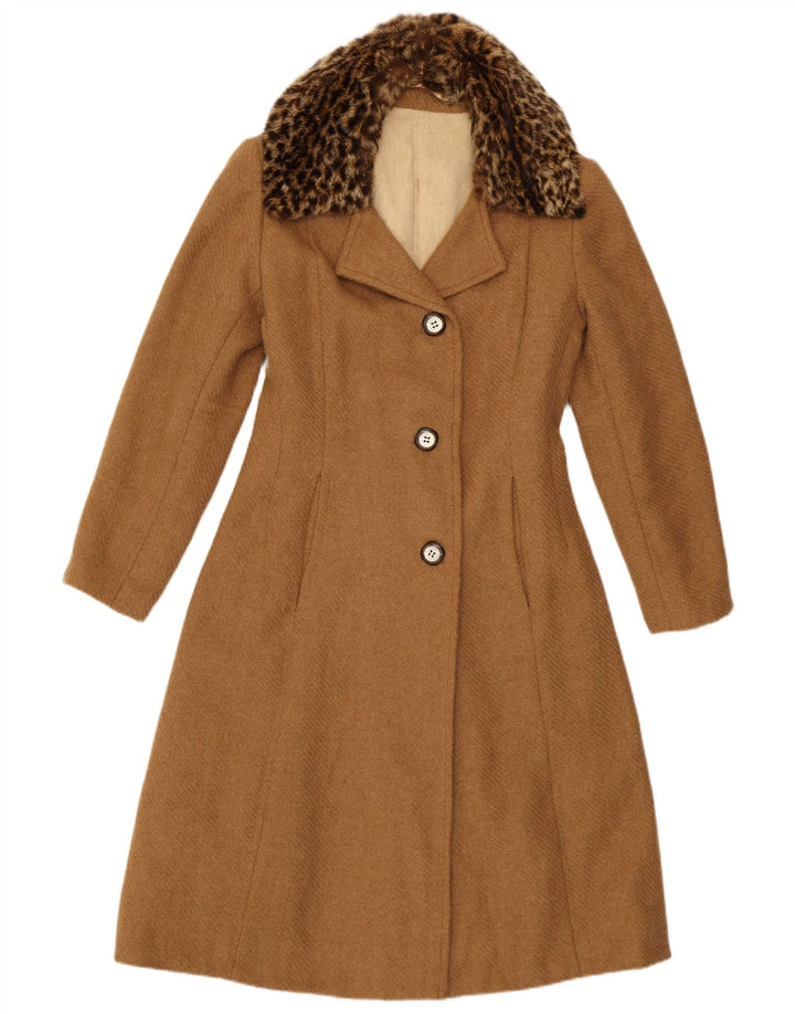 Vintage Damen Mantel UK 10 Klein Braun