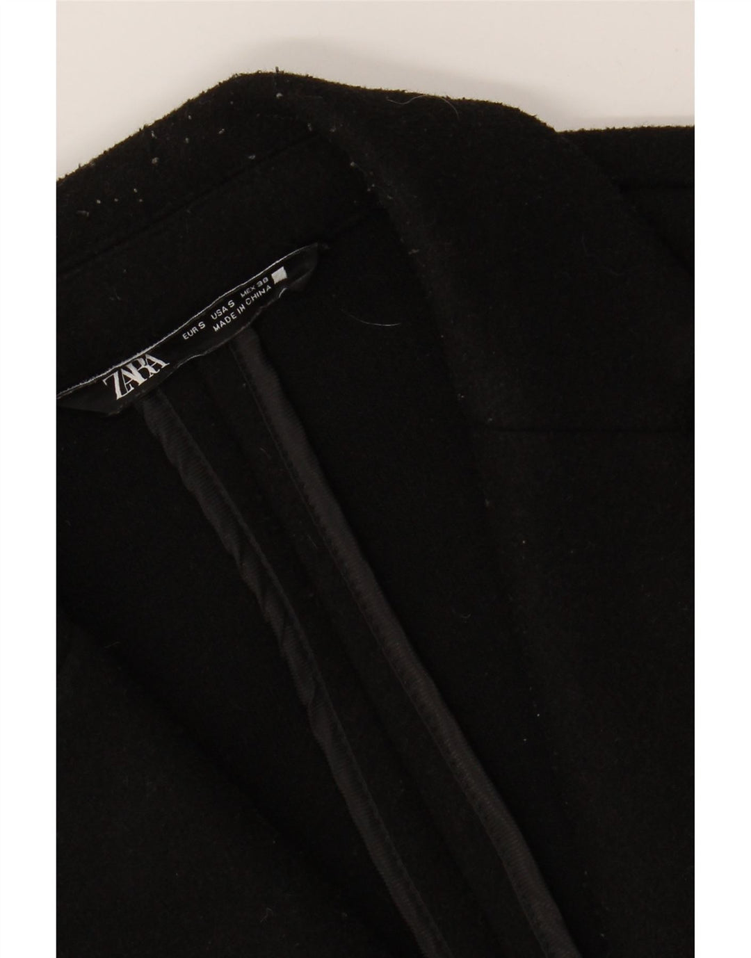 ZARA Herrenmantel UK 36 Small Schwarz Polyester