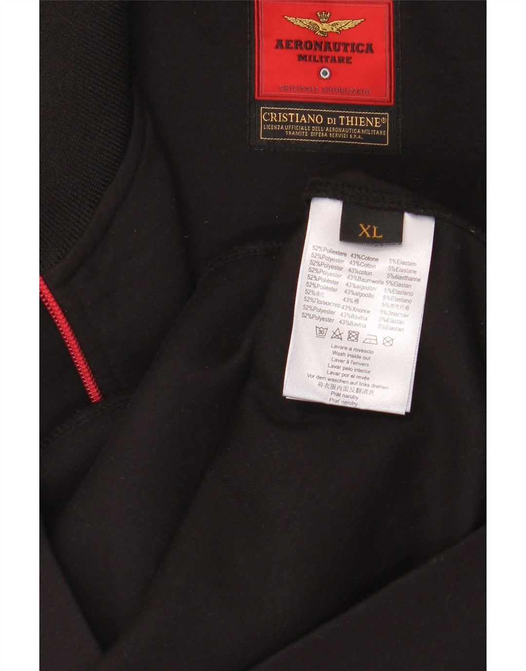 AERONAUTICA MILITARE Herren-Trainingsanzugoberteil mit Grafik, XL, Schwarz, Polyester