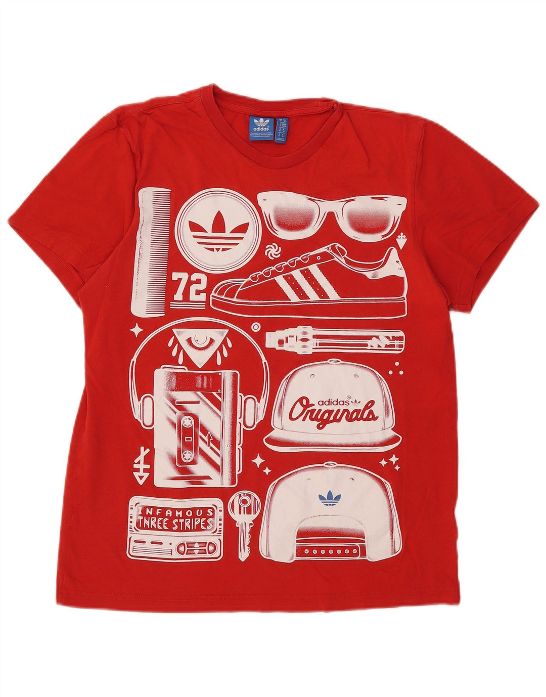 Adidas Herren Grafik-T-Shirt aus mittelroter Baumwolle