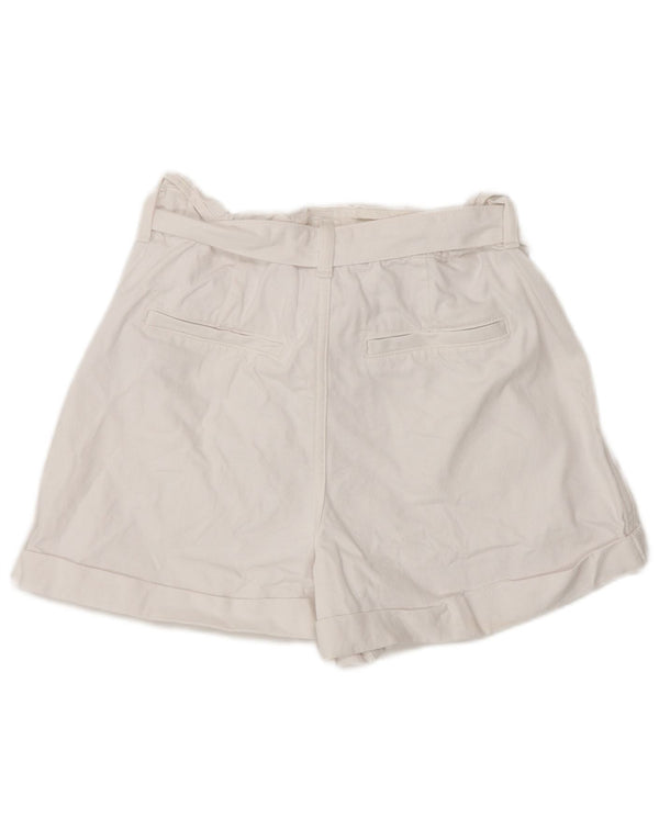 Zara Damen-Freizeitshorts mit hoher Taille, EU 38, Größe S, W28, weiße Baumwolle