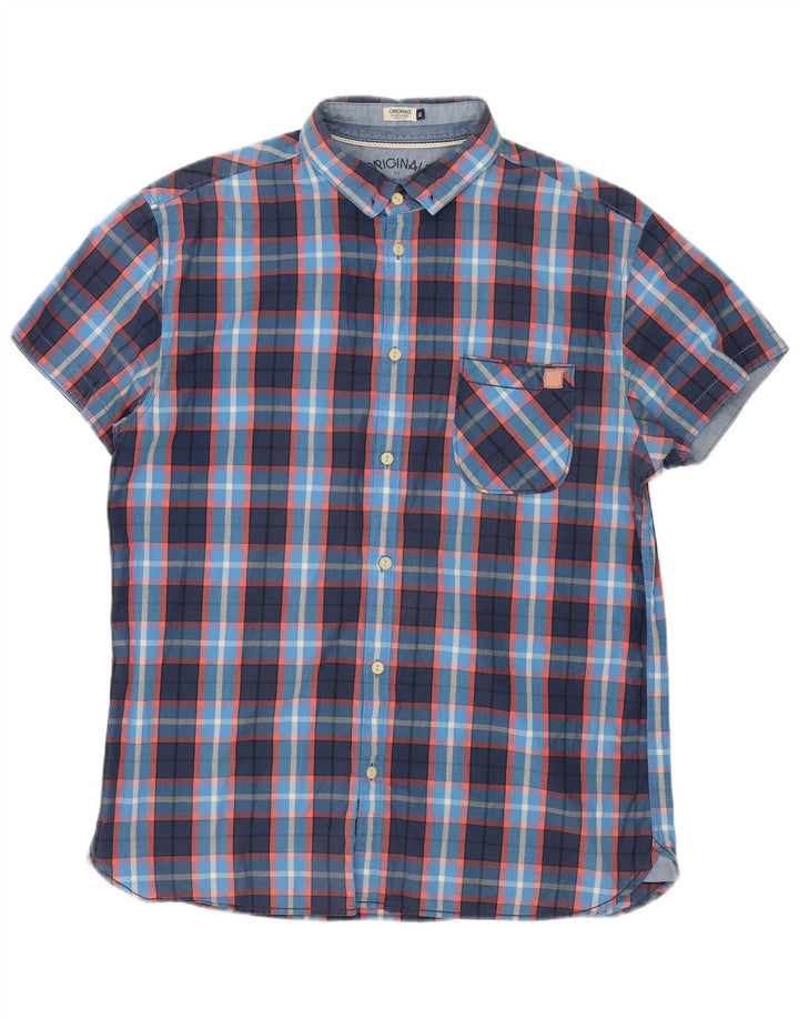 Jack & Jones Herren Kurzarmhemd XL Marineblau kariert