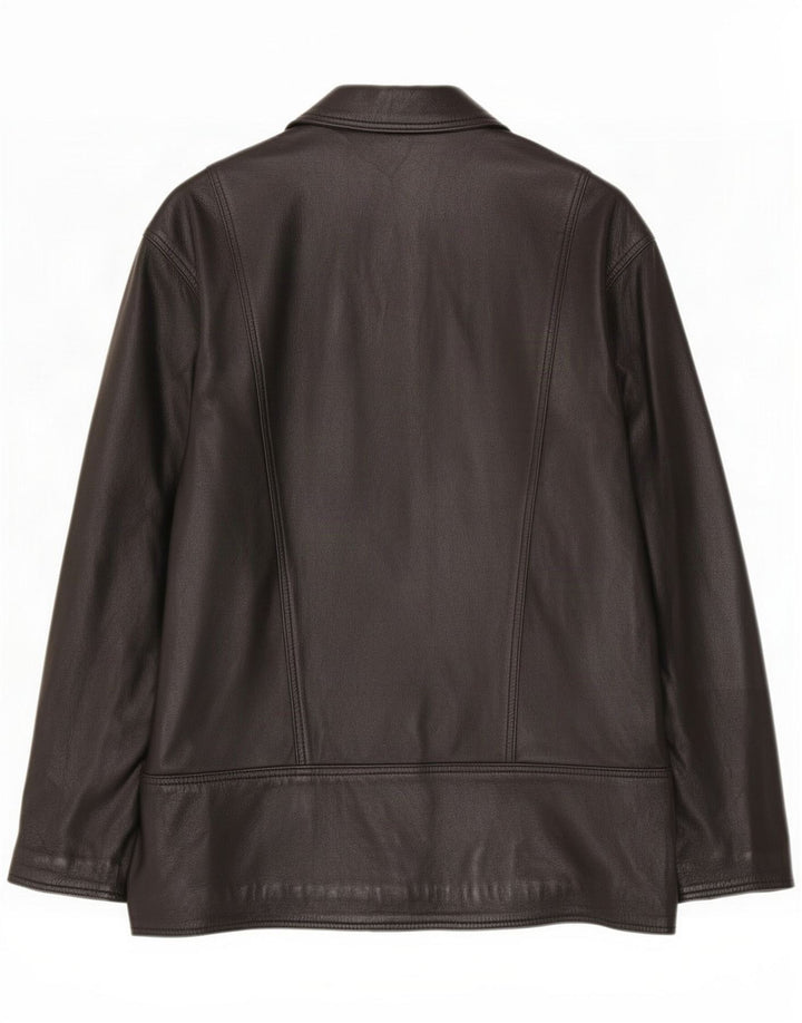 Vintage Damen 1-Knopf-Lederblazerjacke IT 40 Small Black